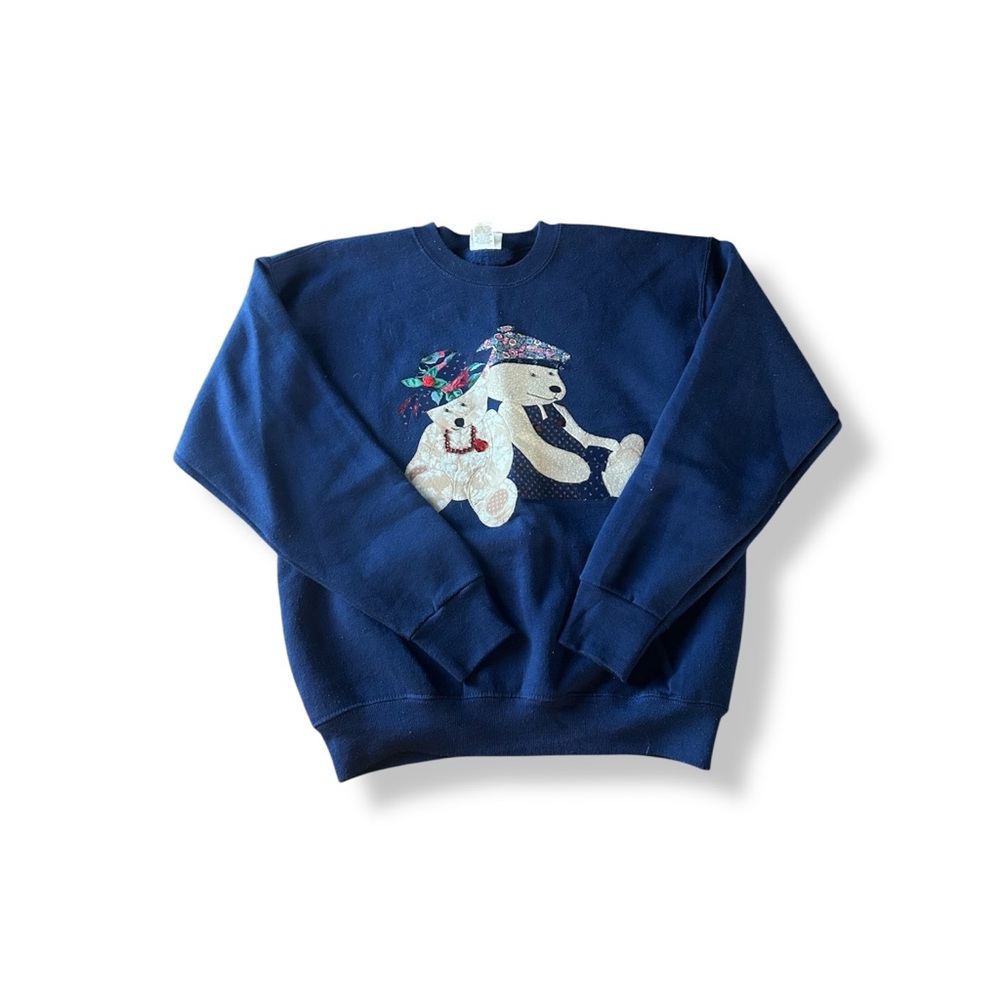 [Sturdy Sweats by Lee] VTG Navy Teddy Bear Pullover Sweatshirt